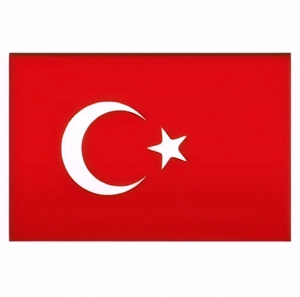 Detaillierte Nahaufnahme des Türkei-Flaggen-Charms mit weißem Halbmond und Stern auf Rot