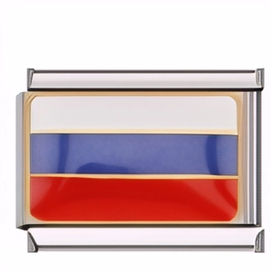 Klassisches 9mm Italian Charm Glied mit Russland-Flagge aus Edelstahl und Emaille