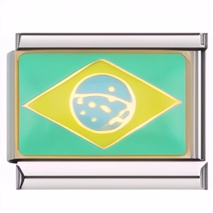 Modularer Edelstahl-Armband-Link im italienischen Stil mit Brasilien-Flagge