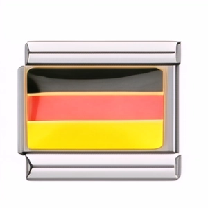 Klassisches 9mm Italian Charm Link mit Deutschland-Flagge aus poliertem Edelstahl