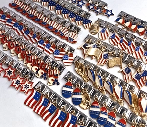 Italian charms in stainless steel with USA flag stars and heart designs for DIY bracelets