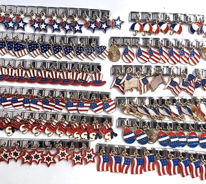 Collection of USA Independence Day Italian charm links featuring red white and blue enamel