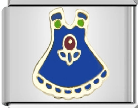 Dettaglio charm italiano in acciaio inossidabile con pendente a abito smaltato blu