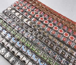 Italian charms in silver and rose gold stainless steel with enamel anchor and floral icons