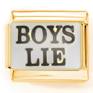 Italienischer Goldanhänger mit Boys Lie Text für Edelstahl-Modularmbänder