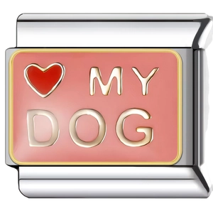 Customizable modular charm for DIY stainless steel bracelets featuring a My Dog heart design