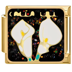 Close-up of golden stainless steel modular charm with calla lily and glitter inlay