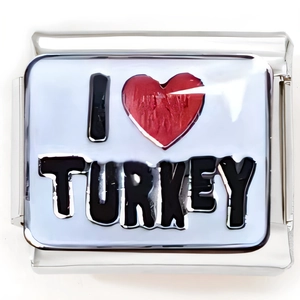 Makroaufnahme eines Italian Charm Glieds mit I Heart Turkey Design für Armbänder