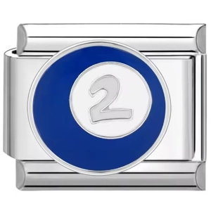 Charme italien modulaire avec boule de billard numéro 2 en émail bleu