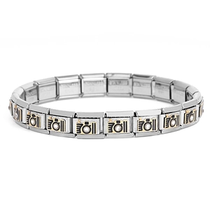 Italienisches Charm-Armband mit silbernen Gliedern und goldenen Kamera-Anhängern