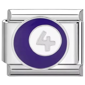 Détail macro du maillon de breloque italienne avec émail de boule de billard violette n°4
