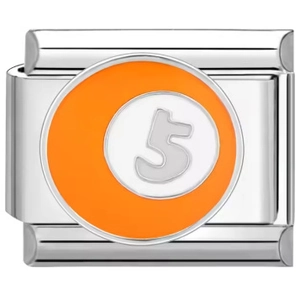 Détail du maillon de bracelet italien orange avec boule de billard numéro 5 pour DIY