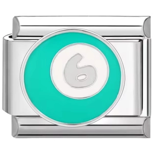 Maillon de charme italien avec boule de billard n°6 sarcelle pour bracelet modulaire