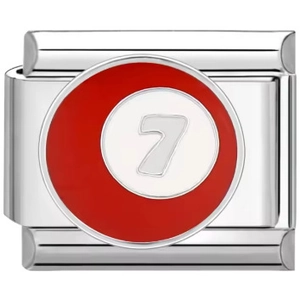 Vue détaillée du maillon de bracelet modulable motif boule de billard numéro 7