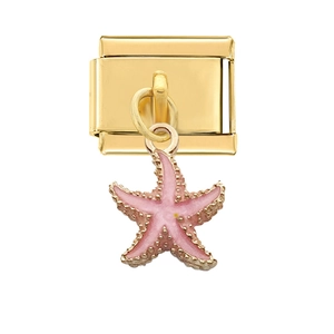 Maillon italien doré avec pendentif étoile de mer rose pour bracelets modulables