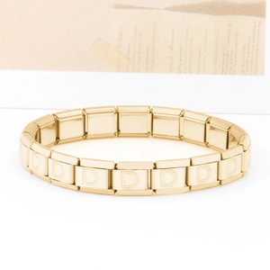 Bracciale componibile italiano dorato in acciaio inossidabile con lettera D a rilievo