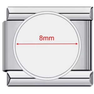 Maglia per bracciale modulare italiano in acciaio inox con base rotonda da 8mm per foto