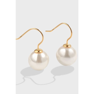 Orecchini a Gancio in Argento Sterling 925 con Perla Artificial Rotonda Bianco Grigio Orecchini Pendenti Placcati Oro Argento Gioielli Eleganti per Donna