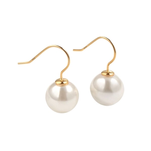 Eleganti orecchini a gancio in argento S925 oro con pendenti di perle bianche