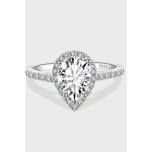 Luxus 925 Sterlingsilber Birnenform Zirkonia Halo Ring Für Damen Hochzeit Party Eleganter Simulierte Diamant Finger Schmuck