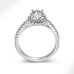 Luxuriöser S925 Sterlingsilber Ring mit 3 Karat Halo-Schliff funkelndem Diamanten