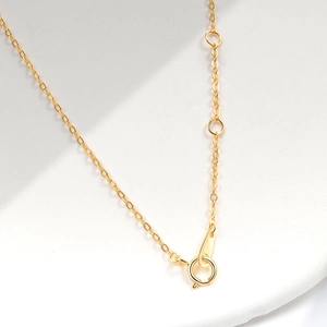 S925 silver necklace with red lips pendant featuring adjustable golden spring ring clasp