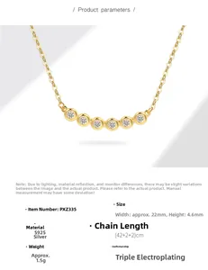 Gedetailleerde afmetingen voor de S925 sterling zilveren glimlach ketting met zirkoon