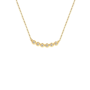 Minimalistische S925 zilveren smile ketting met glanzende zirkonia steentjes in goud