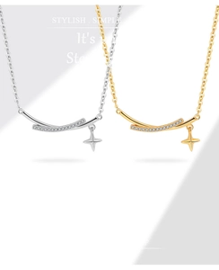 Nahaufnahme von Gold- und Silber-Sternketten aus S925 Sterlingsilber mit Zirkonia-Besatz