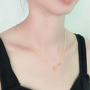Elegante S925 Sterling Silber Gold Stern Halskette mit Zirkonia Anhänger für Damen