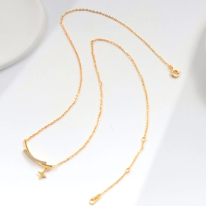 S925 Sterling Silber vergoldete Halskette mit Diamantbogen und Sternenanhänger