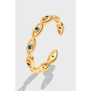 Luxus 925 Sterling Silber Böser Blick Verstellbarer Offener Ring Für Damen Gold Silber Plattiert Zirkonia Schmuck