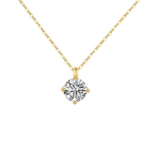 Elegant S925 sterling silver solitaire pendant necklace with a brilliant round cut stone