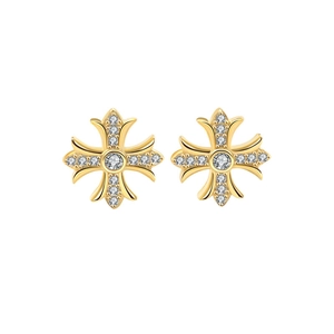 Boucles d'oreilles croix en argent 925 avec zircons scintillants et placage en or
