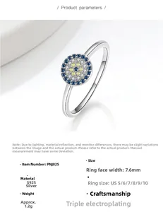 Macro view of S925 sterling silver evil eye ring showing the inner S925 hallmark