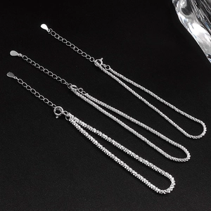 Elegant S925 sterling silver sparkling chain necklace with lobster clasp and extension