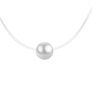 Minimalist S925 sterling silver floating pearl necklace on invisible fish line string