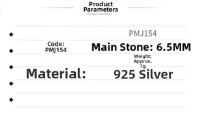 Fiche technique détaillée pour bague en argent S925 avec taille et poids du produit