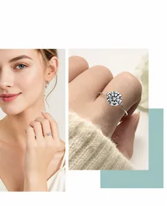 Detailansicht des schwebenden Moissanit-Rings mit unsichtbarem, elastischem Schnurband