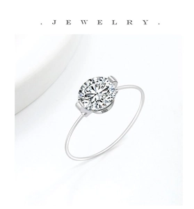 Detailansicht des S925 Sterling Silber Rings mit brillantem Moissanit-Rundstein