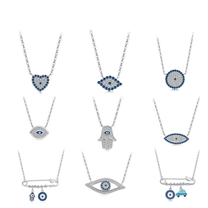 Collezione di collane in argento S925 con occhio magico blu e mano di fatima hamsa