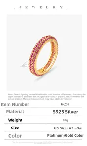 Macro shot of 4mm S925 sterling silver band with pink pave-set sparkling crystals