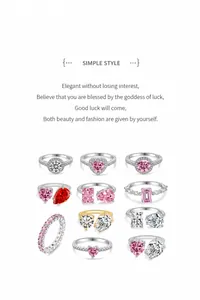 Collection of eleven S925 sterling silver rings with colorful carbon diamond stones
