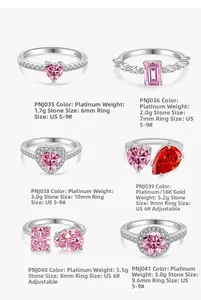 Selection of S925 sterling silver rings with pink and red gemstones in various cuts