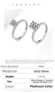 Macro shot of S925 sterling silver ring band with engraved hallmark and 6-prong setting