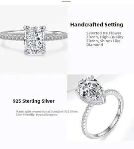 Nahaufnahme des S925 Sterlingsilberrings mit Zirkonia im funkelnden Eisflohen-Schliff