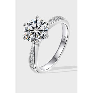 925 Sterling Silver Moissanite Ring Six Prong Round Brilliant Cut Zirconia Wedding Engagement Finger Ring For Women Jewelry