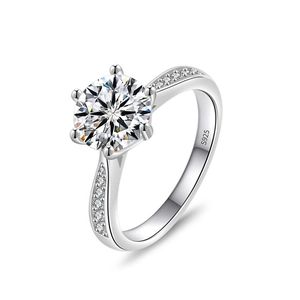 S925 sterling silver ring with 1 carat moissanite featuring classic six-prong setting