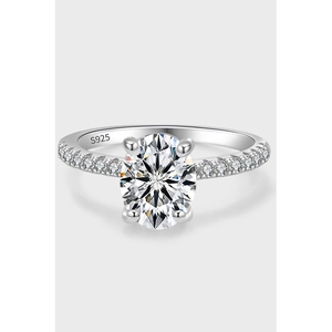 Elegant 925 Sterling Silver Oval Cut Moissanite Ring For Women Sparkling Minimalist Pave Set Band Engagement Wedding Finger Ring