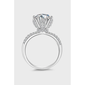 Lussuoso Anello in Argento Sterling 925 con Moissanite Corona a Sei Griffe Taglio Brillante Rotondo Gioielli da Sposa